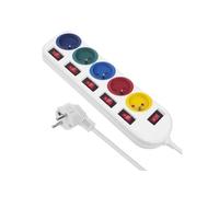 Maclean MCE204 M/W Bloc multiprises Câble d'extension à 5 Prises avec Interrupteurs 250 V AC/10 A 1.5 m