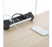 Electraline 61921 Multiprise Bureau 2 Places Polyvalente, Schuko + 10/16A, Noir