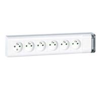 Bloc multiprise fixable Legrand 6x2P+T - sans cordon - L. 343 mm