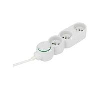 Bloc multiprises écoresponsable 3 prises 2p+t home green - blanc