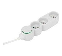 Bloc multiprises écoresponsable 3 prises 2p+t home green - blanc