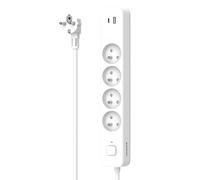 Bloc multiprises NF 2P+T 16A avec interrupteur Quarx 4 prises + USB C, 1,50 m - blanc