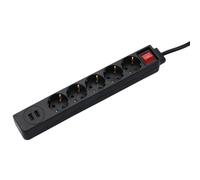 Bloc multiprises "USB 3,4A", 5 prises, noir