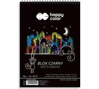 Bloc noir avec reliure à spirale KOTY A5, 40 feuilles, 80g, Happy Color