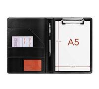Bloc Note A5 conferencier Cuir Porte documents, Portfolio, Planchette, Support pour bloc-notes format A5 avec organiseur de Conférencier porte-documents,Porte-Bloc (Noir)