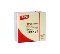 APLI 10972 - Notes adhésives Funny 75 x 75 mm bloc de 400 feuilles 4 couleurs assorties pastel