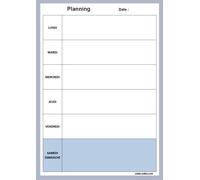 Bloc note To do list ou Planning semaine bleu ou marron 52 pages détachables A5 15x21 cm (Planning bleu)