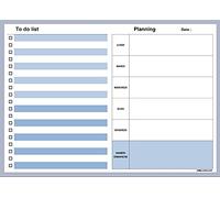 Bloc Note Planning Semaine et To Do List Bleu 52 Pages Détachables A4 21x29 cm - Semainier Non Daté