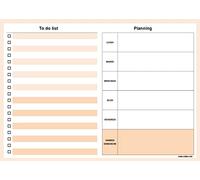 Bloc Note Planning Semaine et To Do List Bleu 52 Pages Détachables A4 21x29 cm - Semainier Non Daté Marron