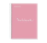 Bloc Notebook à spirale A4 MIQUELRIUS couverture polypro Grands carreaux Seyès perforé rose