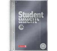 Bloc-notes 1067174 Brunnen Duo de qualité supérieure - Couverture raffinée avec effet métallique - Linéature 27 + 28,90 g/m² - 40 feuilles lignées - 40 feuilles à carreaux quadrillé, linéature 26 a4