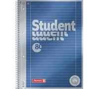 Bloc-notes 1067174 Brunnen Duo de qualité supérieure - Couverture raffinée avec effet métallique - Linéature 27 + 28,90 g/m² - 40 feuilles lignées - 40 feuilles à carreaux Ligné, réglure 27 a4