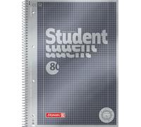 Bloc-notes 1067174 Brunnen Duo de qualité supérieure - Couverture raffinée avec effet métallique - Linéature 27 + 28,90 g/m² - 40 feuilles lignées - 40 feuilles à carreaux À carreaux, réglure 28 a4