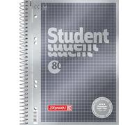Bloc-notes 1067174 Brunnen Duo de qualité supérieure - Couverture raffinée avec effet métallique - Linéature 27 + 28,90 g/m² - 40 feuilles lignées - 40 feuilles à carreaux A carreaux a5