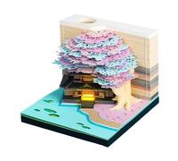 Bloc-notes 3D 2026,Calendrier à Effeuillage Sculpture Papier,Bloc-Notes Mémo Artisanal Sculpture Papier 2026 pour Bureau Domicile Fêtes Anniversaire Cadeau Maison Noël - Décoration Fête de Noël Nouvel