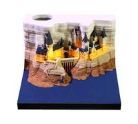 Bloc-notes 3D 2026, château magique 3D semainier C-alendar avec lumière et support, calendrier 2026, château de révélation de papier à déchirer, sculpture sur papier pour la maison, le bureau, l'école