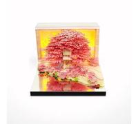 Bloc-notes 3D calendrier 2026 avec lumières LED - Sculpture artistique en papier déchirable motif arbre forêt, calendrier créatif à faire soi-même | Cadeau festif pour Noël, Nouvel An (rose)