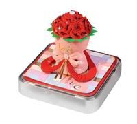 Bloc-notes 3D, calendrier 2026, motif de roses, papier détachable, sculpture artistique, bloc-notes avec éclairage LED et boîtier en acrylique pour planification, journal d'habitudes, marque-page