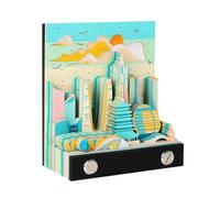Bloc-notes 3D, calendrier de ville 3D 2026, papier d'architecture urbaine tridimensionnelle, pièce de papier Time Cal Carving Away Tear Bloc-notes