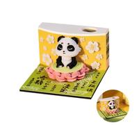 Bloc-notes 3D de 230 feuilles de papier sculpté 3D Notes adhésives pratiques Bloc-notes Panda avec un stylo lumineux
