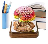 Bloc-notes 3D Décoration artistique d'arbre et de maison pour bureau | Avec protection contre la poussière transparente et sculpture de calendrier détachable pour la mise en page du temps Signets