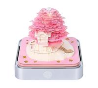 Bloc-notes 3D en papier - Calendrier 2024 - Arbre Sakura - Bloc-notes créatif 3D - Sculpture d'artopad - Décoration de bureau - Calendrier de bureau d'artiste (arbre Sakura, rose)