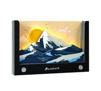 Bloc-notes 3D haut de gamme en papier déchiré avec motif main de montagne enneigée et lever de soleil - Fournitures d'artisanat cachées - Bloc C2f0