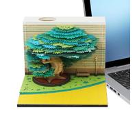 Bloc-notes 3D - Motif arbre 2026 - Décoration de table pour élèves, enseignants, études, école, maison, enseignants, enseignants, famille, étudiants, bureau, fête, Noël