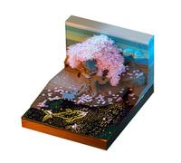 Bloc-notes 3D, notes adhésives 3D, maison dans un arbre rose avec lumières, baleine mignonne, avec boîte à poussière en acrylique et porte-cartes, convient pour le bureau, la maison, l'école, comme