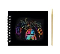 Bloc-notes à gratter noir - Kit de dessin créatif - Carnet de dessin à gratter pour , étudiants, maternelle, école, voyage, avion, maison, salle de jeux, fête, bricolage, activité