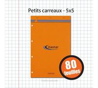 Bloc notes - A4 + - 21x31,8 cm - Petits Carreaux - 80 feuilles - Master