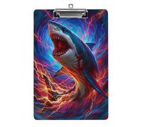Bloc-notes acrylique A4 en acrylique représentant un requin et un orage d'éclairs dans l'océan