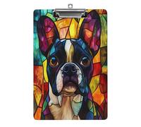 Bloc-notes acrylique A4 en vitrail représentant un bouledogue français