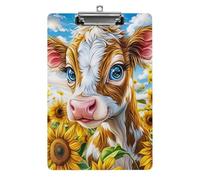 Bloc-notes acrylique A4 représentant un adorable veau dans un champ de tournesols