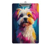 Bloc-notes acrylique A4 représentant un chien maltais coloré