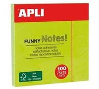 Notes Adhésives De Couleur Vert Fluo - 100 Feuilles - 75x75mm
