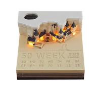 Bloc-notes adhésives 3D, calendrier de bureau 2025 avec lumière LED, bloc-notes non collant, calendrier 3D, calendrier 3D sculpté, bloc-notes, cadeau pour décoration de bureau de Noël