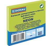 Bloc-notes adhésives DONAU, 76x76mm, 1x100 feuilles, néon, vert