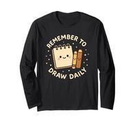 Bloc-Notes Amusant avec Inscription « Remember to Draw Daily » Manche Longue
