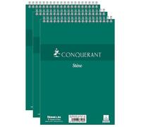 Bloc-notes - Conquérant - Lot de 3 - 14,8 x 21 cm - 180 pages - Couverture verte