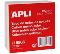 APLI Bloc-notes cube 16866 Papier 100 x 100 mm 500 feuilles couleurs pastel