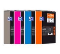 Oxford EasyNotes Bloc-Notes à Spirales Format A4+ 160 Pages Grands Carreaux Seyès Couverture Polypro Couleur Aléatoire 210 x 315