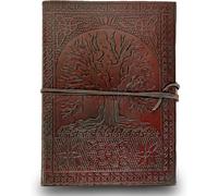 Bloc-Notes De 25 Cm - Pages Faites À La Main - Album Intime - Cuir - Avec Housse En Cuir - Cadeau Antique - Arbre De Vie C Ique - Sangle[L111]