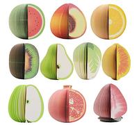 Bloc-notes de forme de fruit 3D, bloc-notes de bloc-notes et de bloc-notes de bureau mélangés de nouveauté par paquet, 150 feuilles par bloc, 10 formes différentes à l'intérieur (Pas-Autocollant)