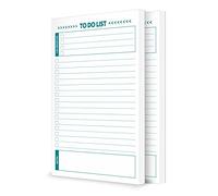 Bloc-notes de liste de choses à faire - 2 blocs de 50 feuilles, total de 100 feuilles (14 x 21,6 cm) lignées pour les tâches quotidiennes, les priorités et les notes pour plus d'efficacité. Notez les achats, les rendez-vous, les repas, les recettes, les listes de courses, les notes, les tâches, etc.