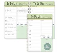 Bloc-notes de liste de choses à faire au total 100 pages A5 non daté avec liste de tâches, fournitures scolaires, vert