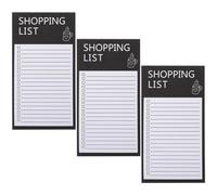 Bloc-notes de Liste de Courses Magnétique Noir, Papier, 3 Livres