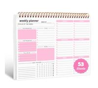 Bloc-notes de planification hebdomadaire, 53 pages détachables, bloc-notes de planification hebdomadaire B5 non daté pour le travail, l'école, la maison, organisé personnel (rose)