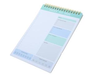 Bloc-notes de Planification Quotidienne à Double Spirale, Portable Vert | Papier, Design Décoratif et Antiadhésif, pour Notes et Organisation D’activités, Format Pratique