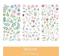 Bloc-Notes Décoratif En Pet, Étiquette Marguerite, Iris, Eucalyptus, Globulus, Série De Fleurs, Scrapbooking, Bâton Pour Album Journal Intime, Diy Bricolage, 3 Pièces/Sac